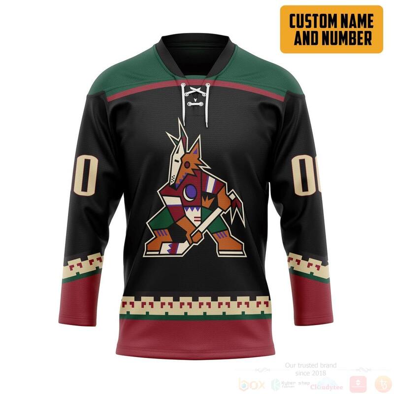3D Black Arizona Coyotes NHL Personalized Custom Hockey Jersey
