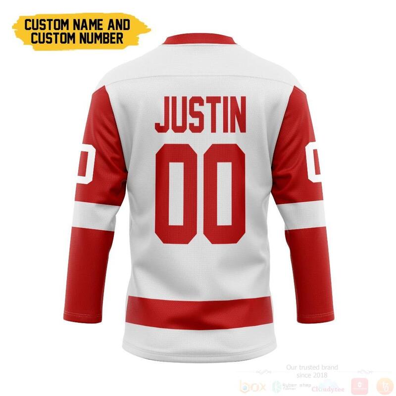 BEST 3D Detroit Red Wings NHL Personalized Custom White Jersey Hockey 2 3D Detroit Red Wings NHL Personalized Custom White Hockey Jersey 1