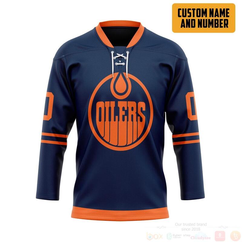 3D Edmonton Oilers NHL Personalized Custom Navy Hockey Jersey