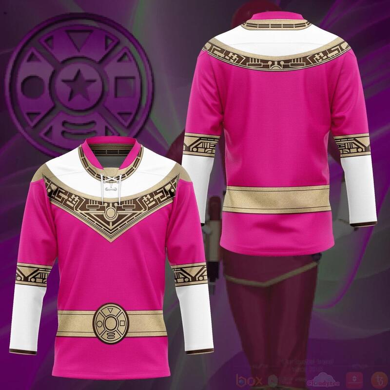 BEST 3D Power Rangers Zeo Pink Custom Jersey Hockey 3 3D Power Rangers Zeo Pink Custom Hockey Jersey 1 2