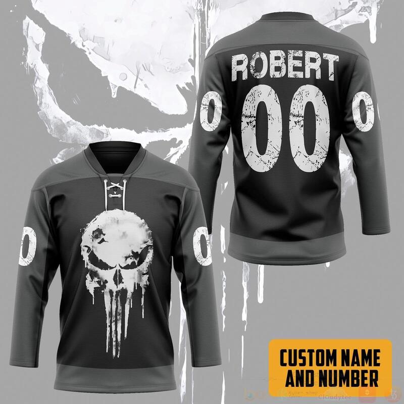 BEST 3D Punisher Skull Personalized Custom Jersey Hockey 3 3D Punisher Skull Personalized Custom Hockey Jersey 1 2