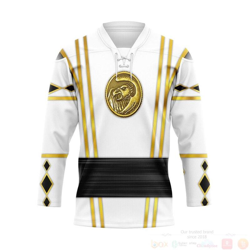 3D White Falcon Ninja Mighty Morphin Power Rangers Ninjetti Custom Hockey Jersey