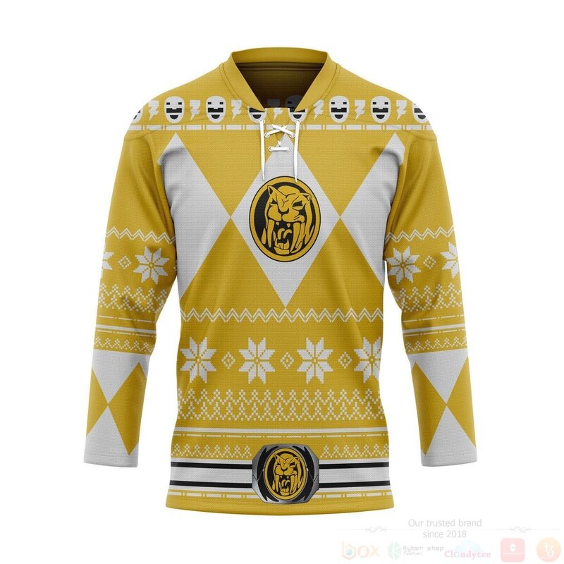 3D Yellow Power Ugly Hockey Jersey