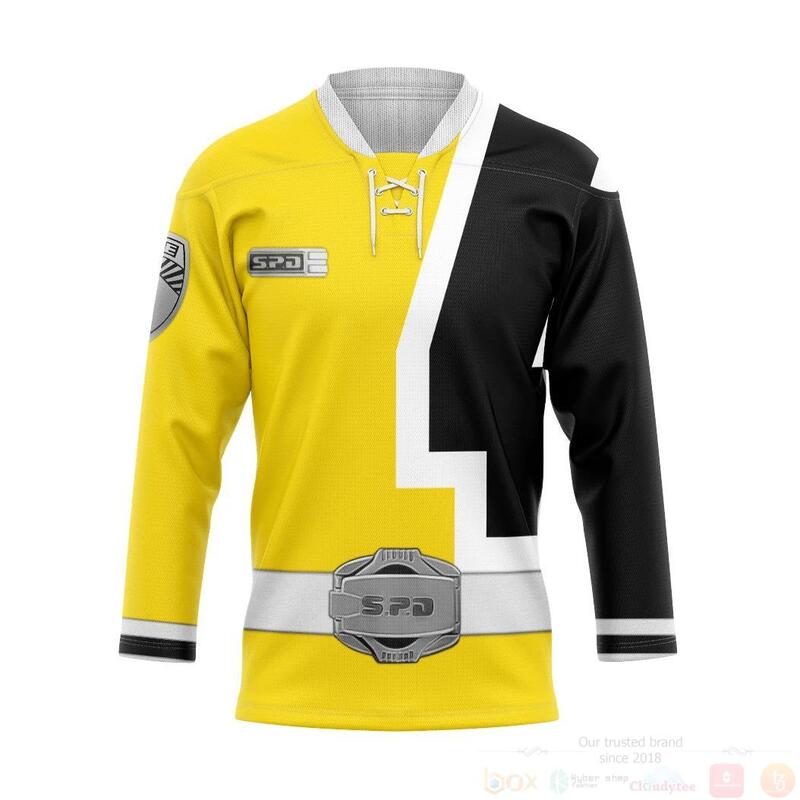 3D Yellow Ranger S P D Custom Hockey Jersey
