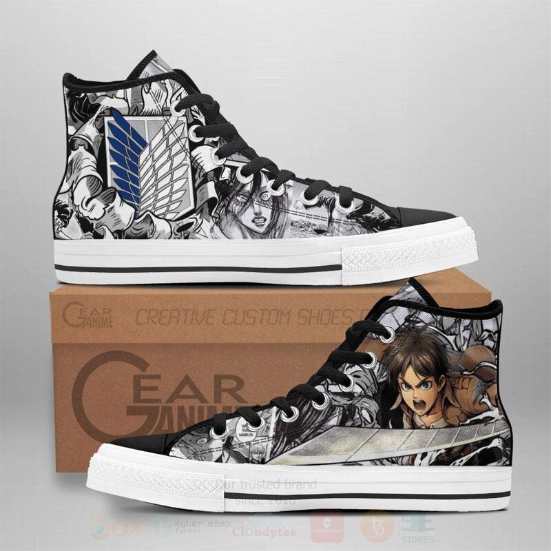 AOT Eren Custom Anime Attack On Titan High Top Shoes