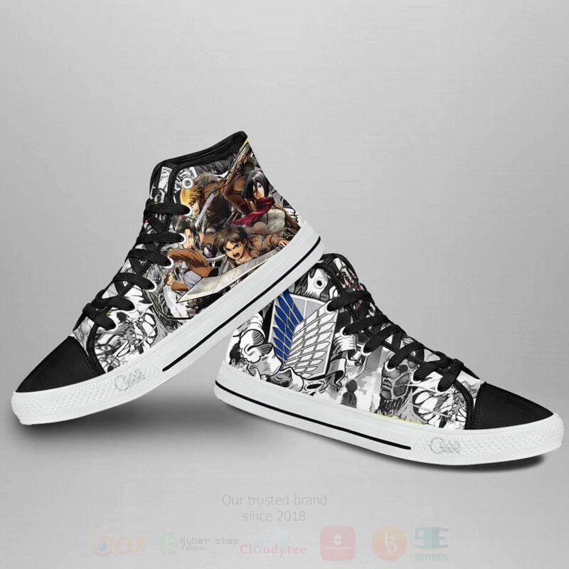 BEST AOT Scout Squad Custom Anime Attack On Titan High Top Canvas Sneakers 4 AOT Scout Squad Custom Anime Attack On Titan High Top Shoes 1 2 3