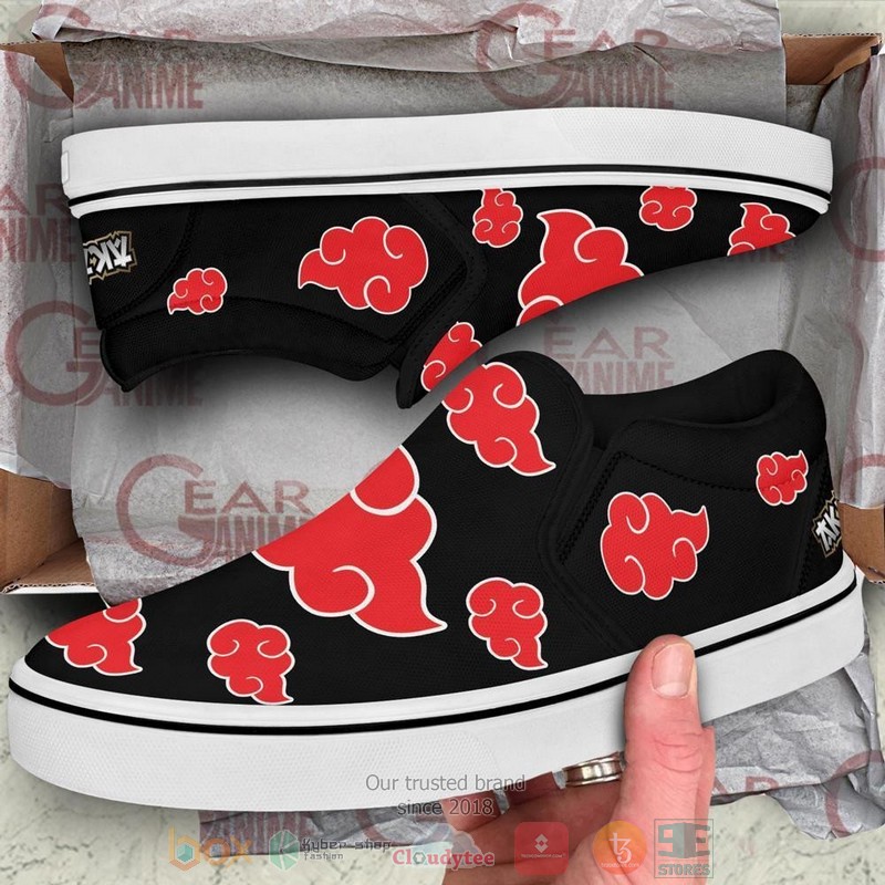 Akatsuki Cloud Naruto Anime Slip-On Sneaker Shoes 3 Akatsuki Cloud Naruto Anime Slip On Shoes 1 2