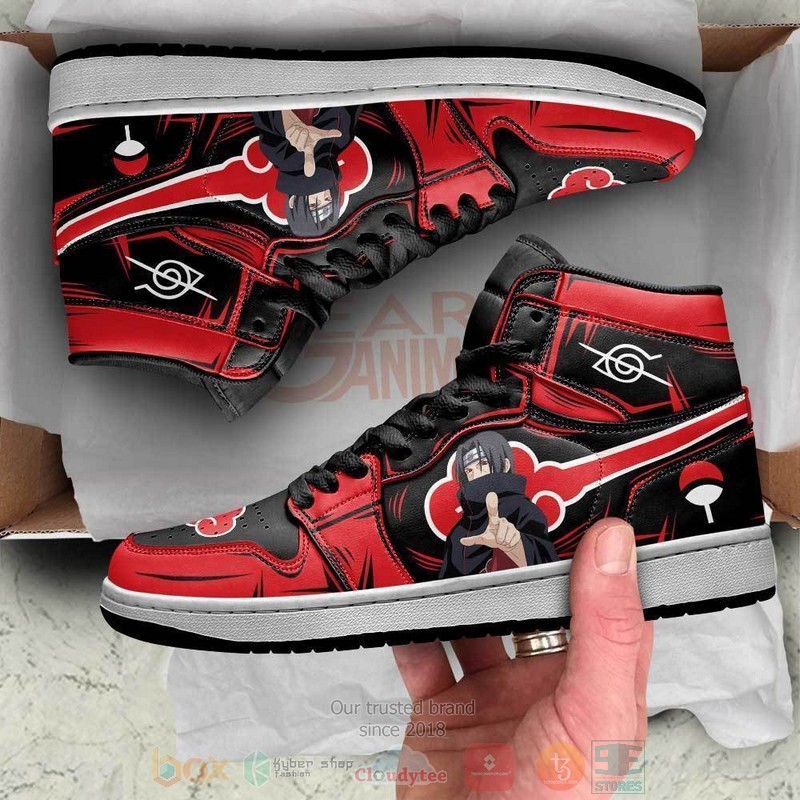 Akatsuki Itachi Anime Air Jordan high top Sneaker Shoes 4 Akatsuki Itachi Anime Air Jordan high top shoes 1 2 3