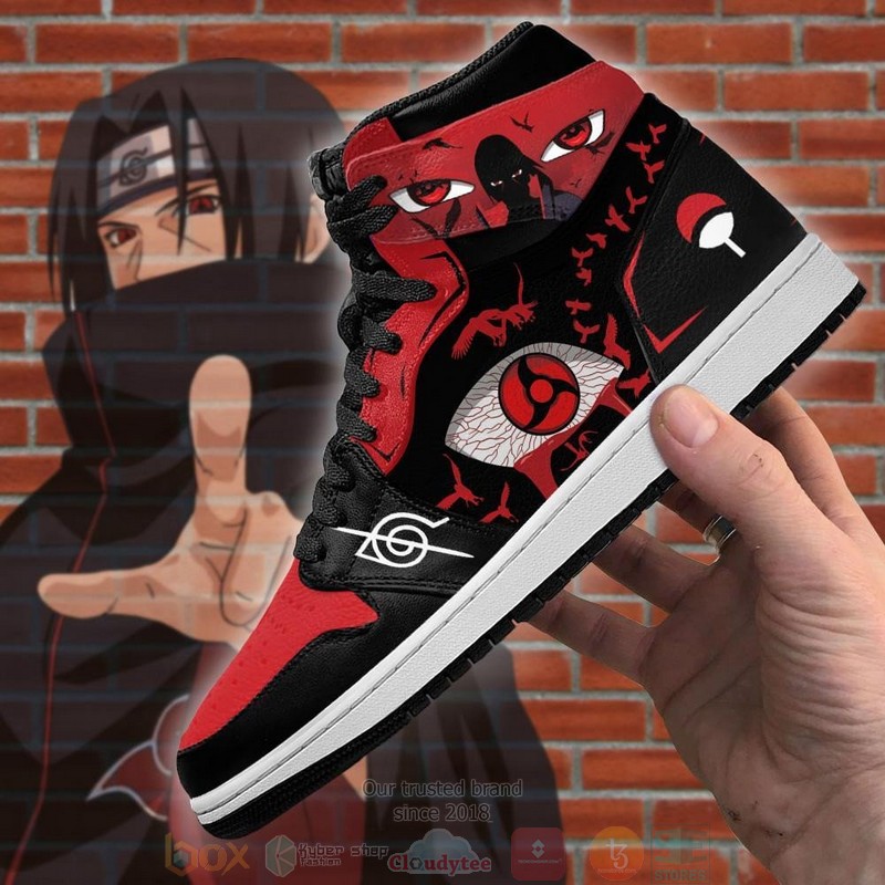 Akatsuki Itachi Sharingan Eyes Anime Air Jordan High Top Shoes 1 2