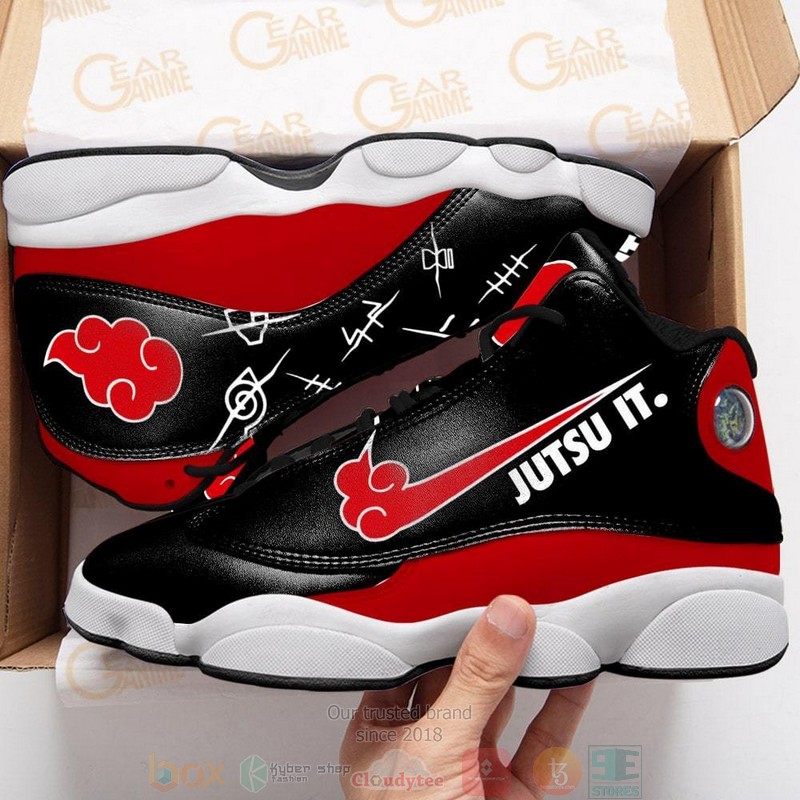 Akatsuki Jutsu It Naruto Anime Air Jordan 13 Sneaker Shoes 3 Akatsuki Jutsu It Naruto Anime Air Jordan 13 Shoes 1 2