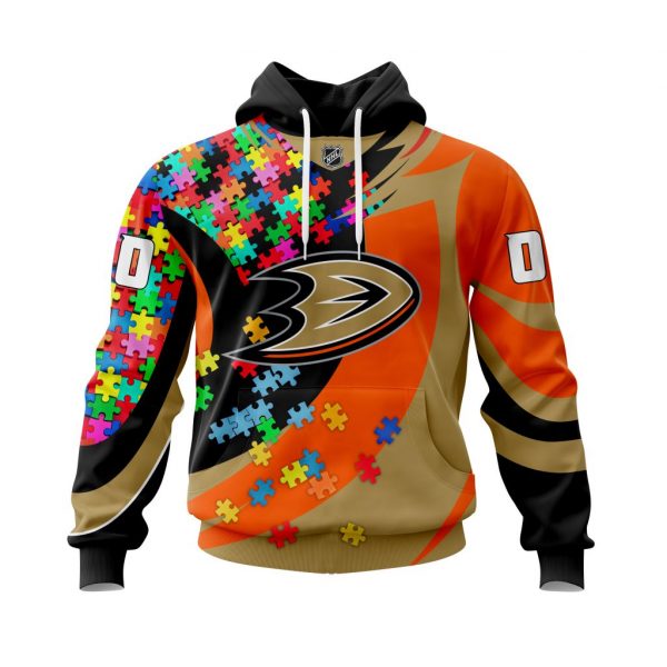 Anaheim Ducks Autism Awareness Personalized Orange NHL 3d shirt hoodie