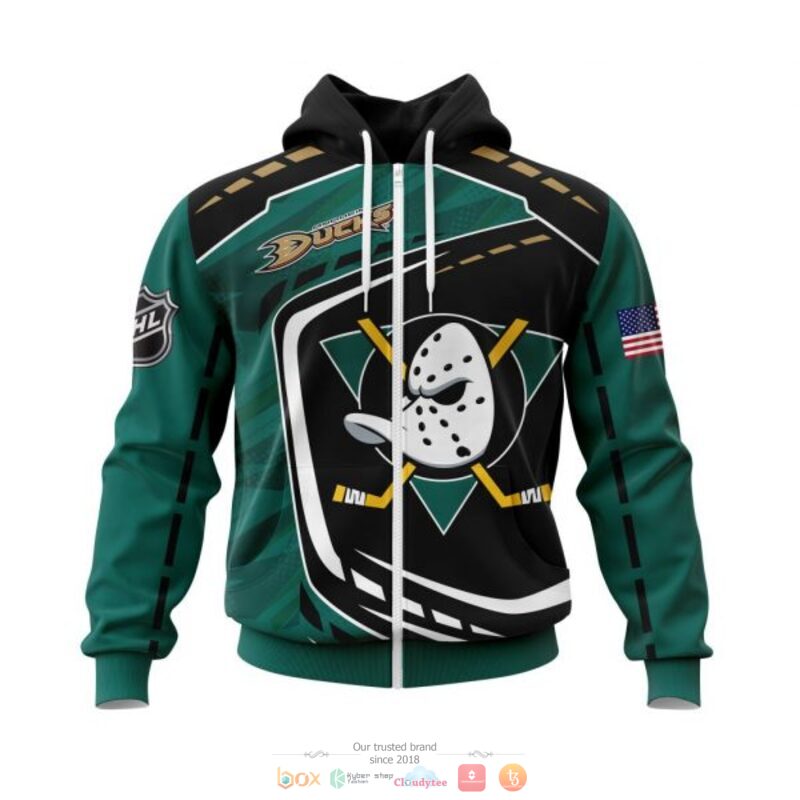 Anaheim Ducks NHL black green full print 3D shirt, hoodie 2 Anaheim Ducks NHL black green 3D shirt hoodie 1
