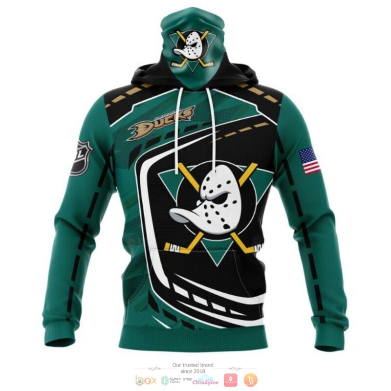 Anaheim Ducks NHL black green full print 3D shirt, hoodie 4 Anaheim Ducks NHL black green 3D shirt hoodie 1 2 3