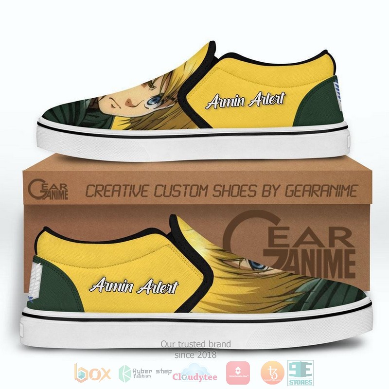 Armin Arlert Anime Attack On Tian Slip-On Sneaker Shoes 3 Armin Arlert Anime Attack On Tian Slip On Shoes 1 2