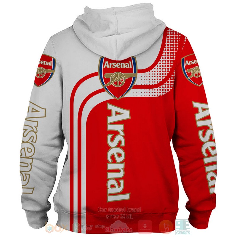 Arsenal Football Club red white shirt, hoodie 2 Arsenal Football Club red white 3D shirt hoodie 1
