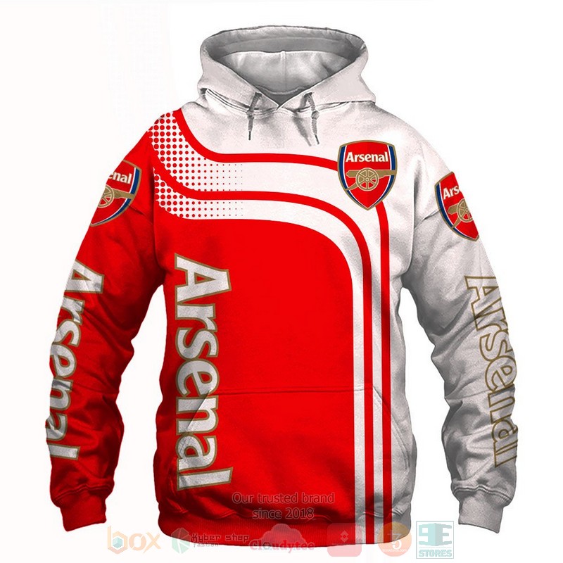 Arsenal Football Club red white shirt, hoodie 13 Arsenal Football Club red white 3D shirt hoodie 1 2 3 4 5 6 7 8 9 10 11 12