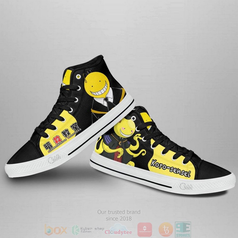 Assassination Classroom Koro Sensei Anime Canvas High Top Sneaker Shoes 3 Assassination Classroom Koro Sensei Anime Canvas High Top Shoes 1 2