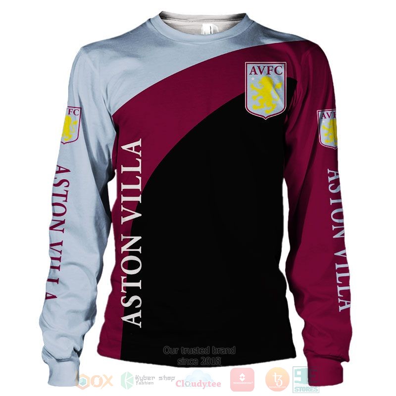 Aston Villa FC red black shirt, hoodie 4 Aston Villa FC red black 3D shirt hoodie 1 2 3