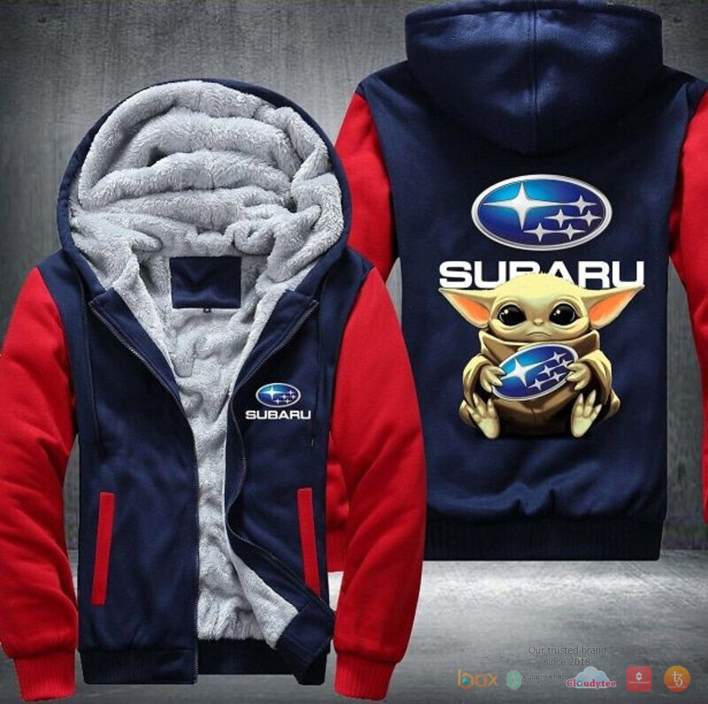 Baby Yoda Subaru Fleece Hoodie Jacket 4 Baby Yoda Subaru Fleece Hoodie Jacket 1 2 3