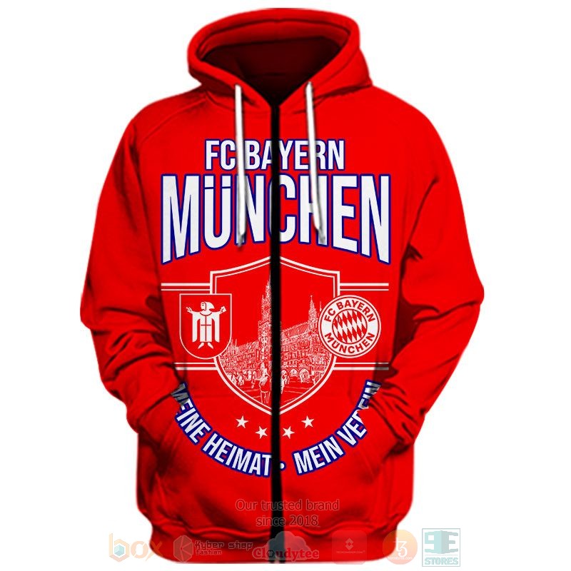 Bayern Munchen FC red shirt, hoodie 3 Bayern Munchen FC red 3D shirt hoodie 1 2