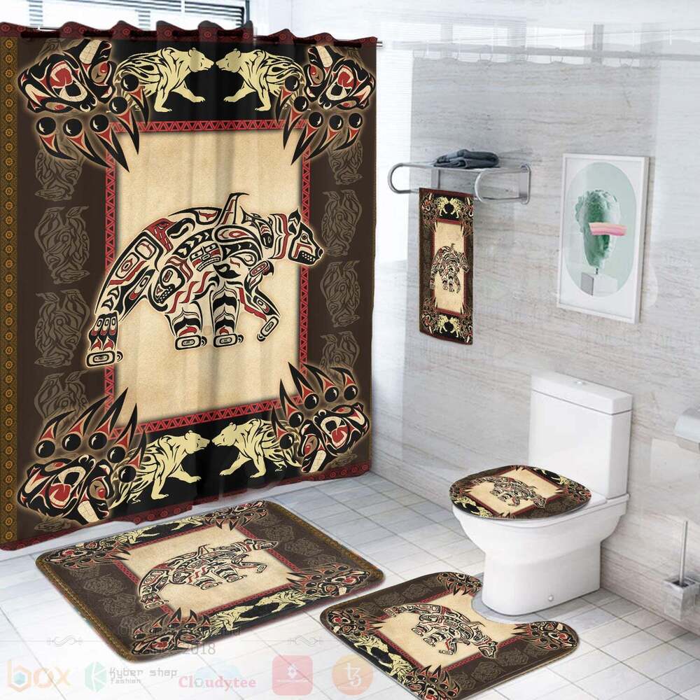 Bear Pattern Native American Bathroom Set