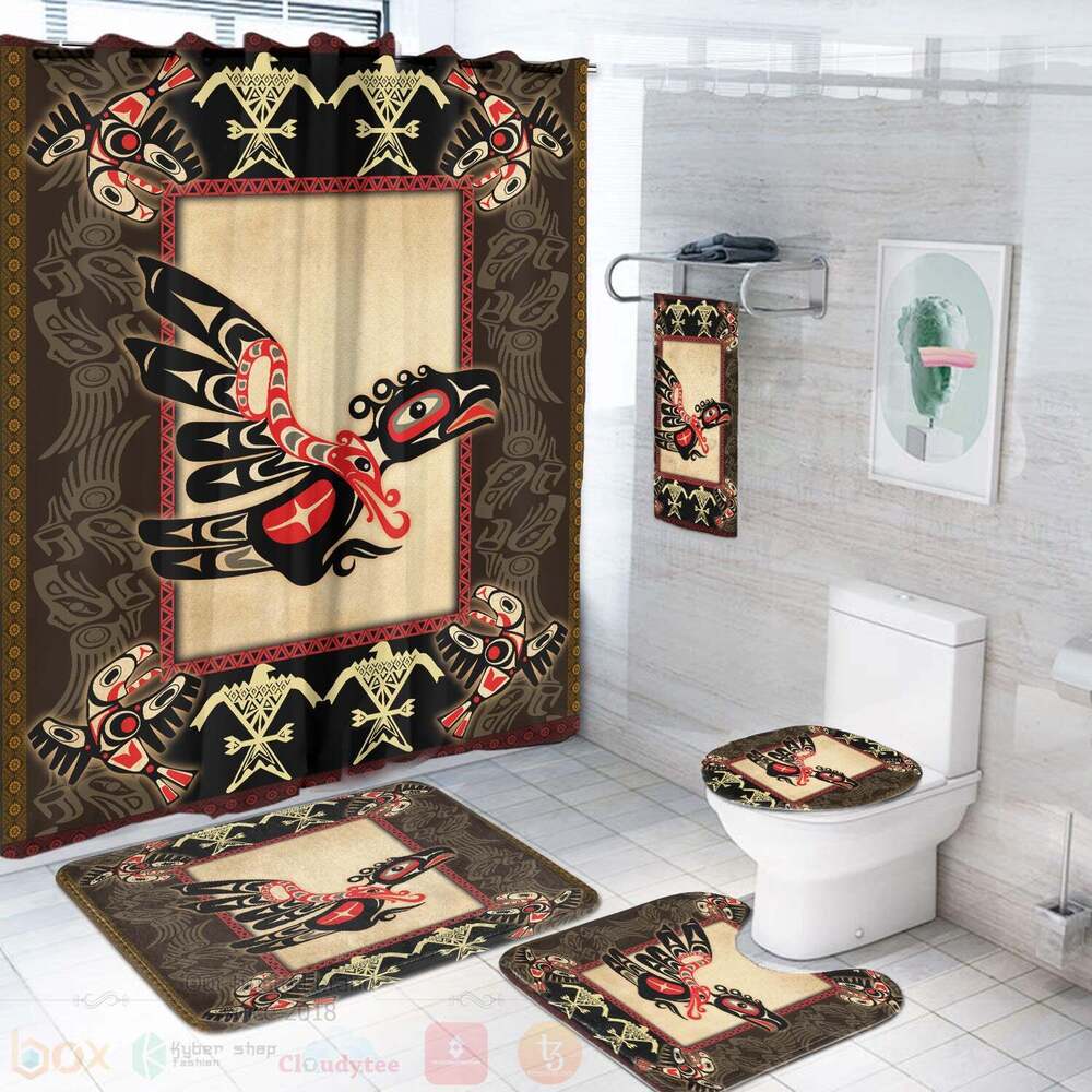 Bird Pattern Native American Bathroom Set