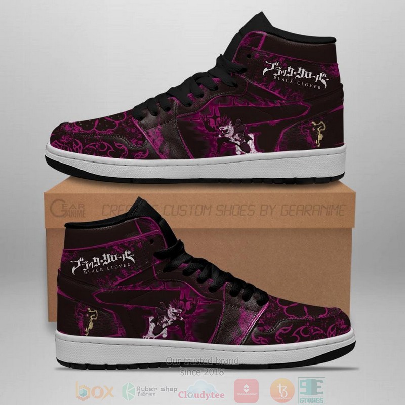 Black Asta Purple Black Clover Anime Air Jordan High Top Shoes