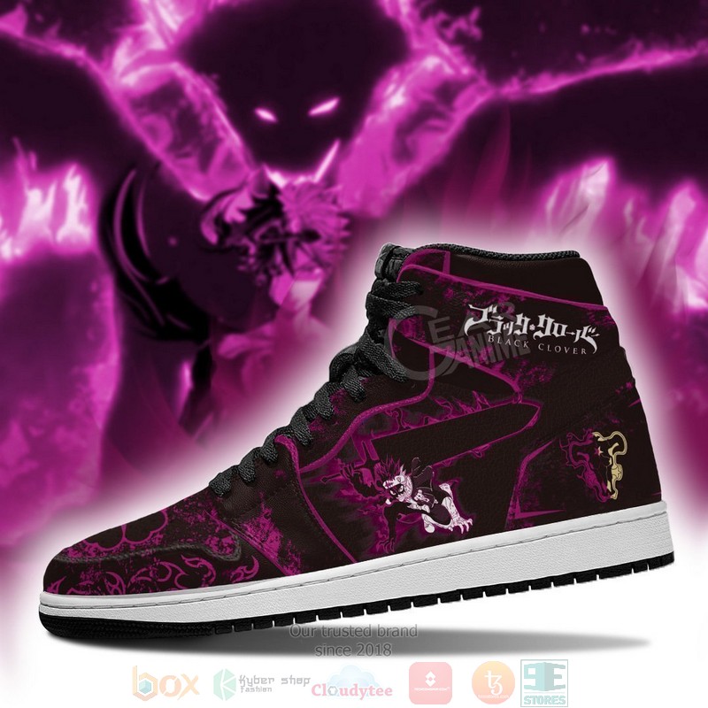 Black Asta Purple Black Clover Anime Air Jordan High Top Sneaker Shoes 3 Black Asta Purple Black Clover Anime Air Jordan High Top Shoes 1 2