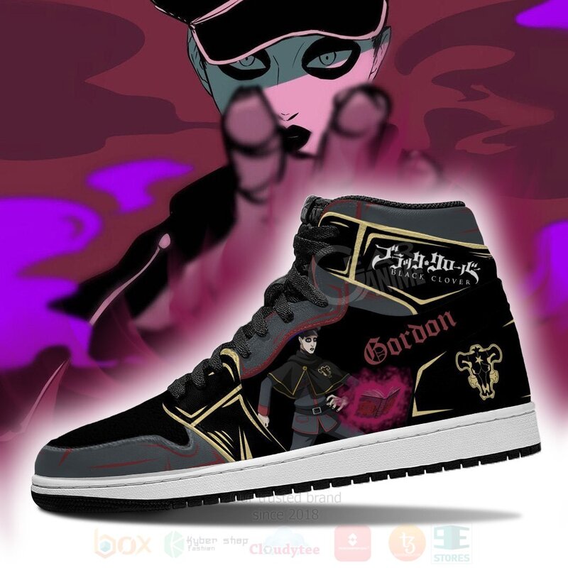 Black Bull Gordon Agrippa Black Clover Anime Air Jordan High Top Shoes 1 2