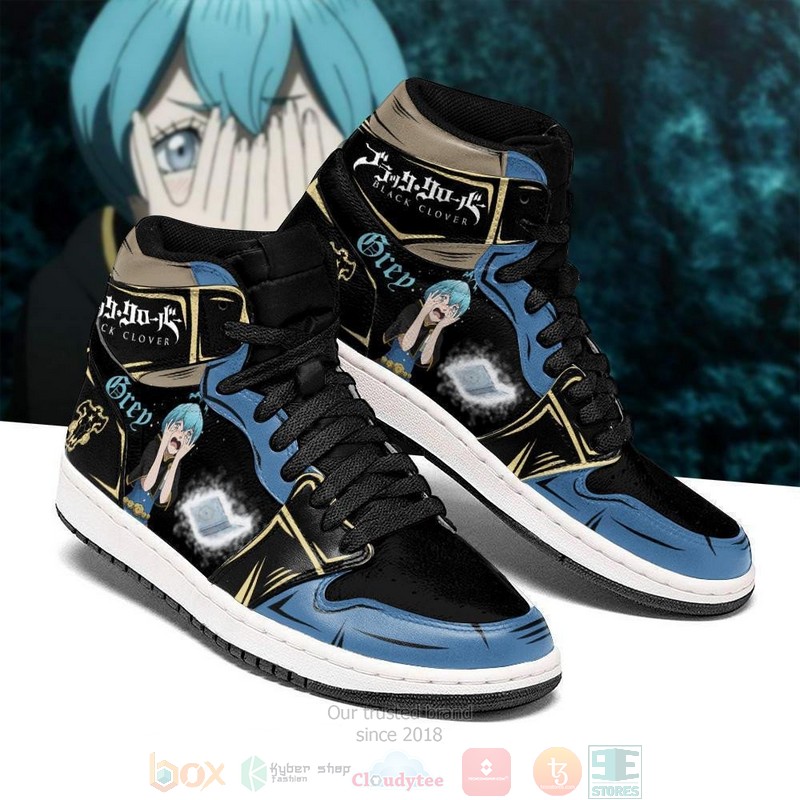 Black Bull Grey Black Clover Anime Air Jordan High Top Shoes