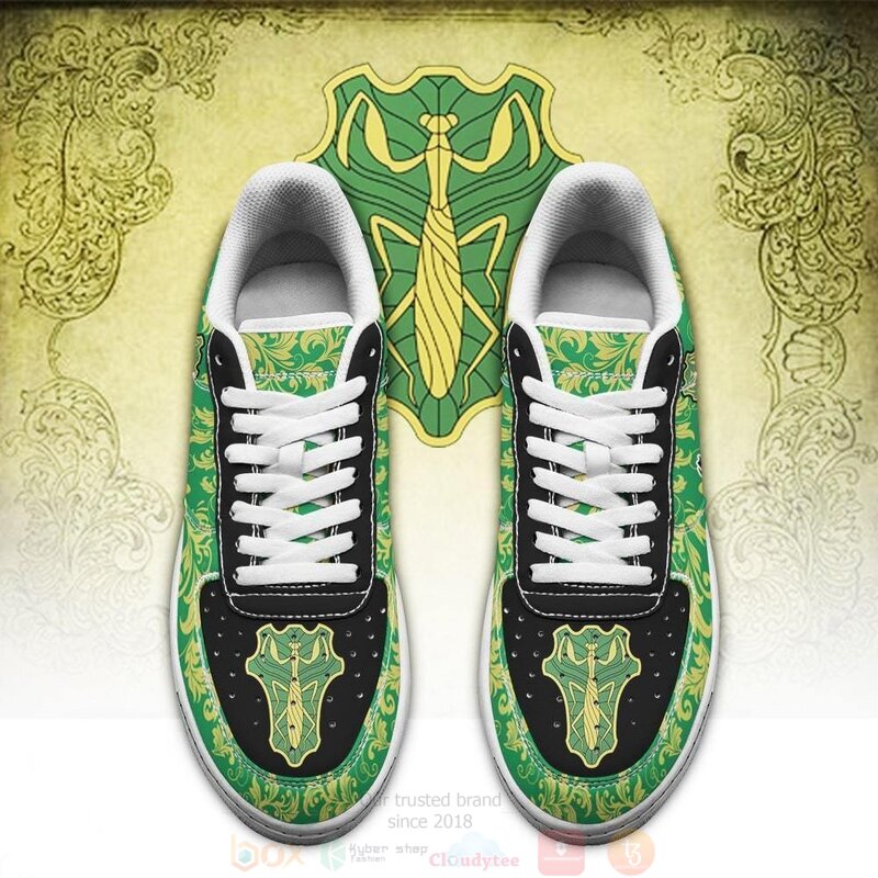 Black Clover Magic Knights Squad Green Mantis Anime Nike Air Force Shoes 2 Black Clover Magic Knights Squad Green Mantis Anime Nike Air Force Shoes 1