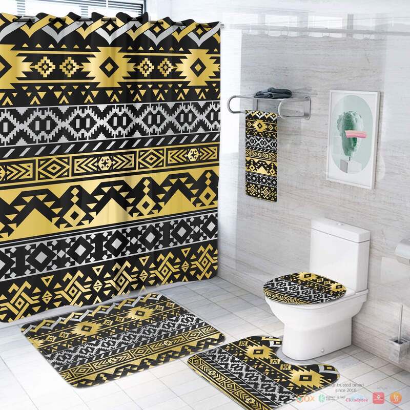 Black Gold Pattern Native American Bathroom Set