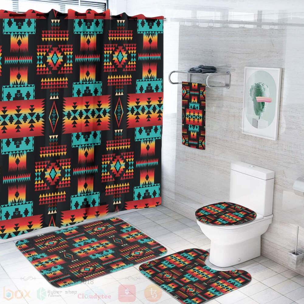 Black Native Tribes Pattern Bathroom Set
