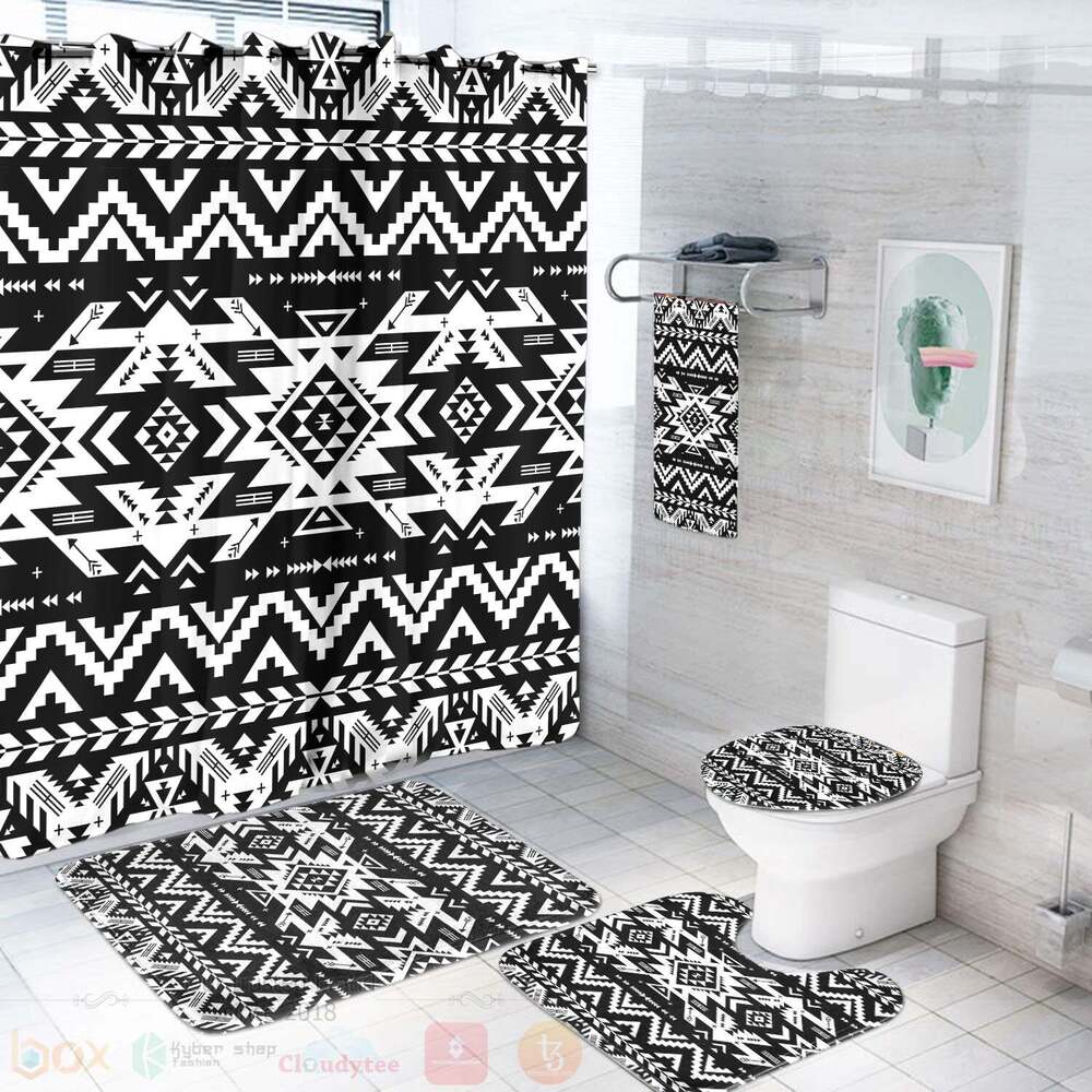 Black Pattern Native Bathroom Set