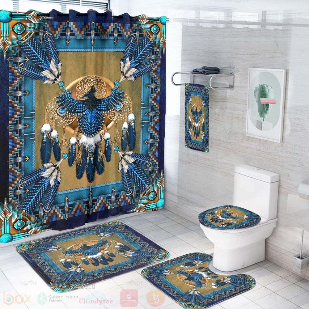 Blue Thunderbird Mandala Bathroom Set
