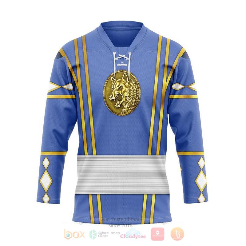 Blue Wolf Ninja Mighty Morphin Power Rangers Ninjetti Custom Hockey Jersey 6 Blue Wolf Ninja Mighty Morphin Power Rangers Ninjetti Custom Hockey Jersey