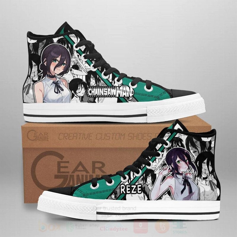 Bomb Girl Reze Custom Manga Anime Chainsaw Man High Top Shoes