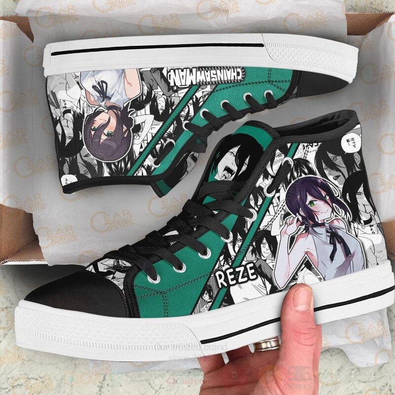 Bomb Girl Reze Custom Manga Anime Chainsaw Man High Top Shoes 1