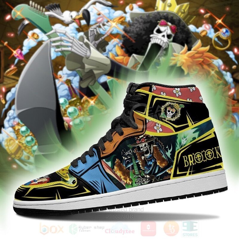 Brook Custom Anime One Piece Air Jordan High Top Shoes 1 2