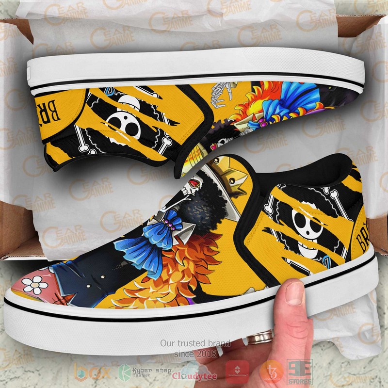 Brook One Piece Anime Slip-On Sneaker Shoes 3 Brook One Piece Anime Slip On Shoes 1 2