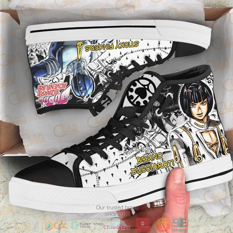 Bruno Bucciarati Jojos Birraze Adventure High Top Canvas Shoes 1
