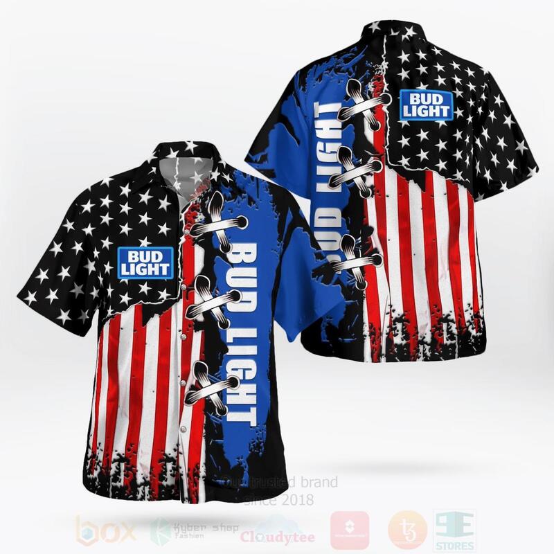 BEST Bud Light United State Flag All Over Print Hawaiian Shirt 1 Bud Light United State Flag Hawaiian Shirt