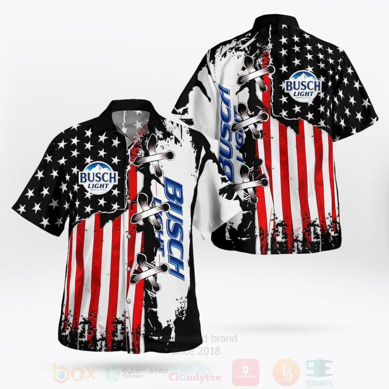 BEST Busch Light American Flag All Over Print Hawaiian Shirt 1 Busch Light American Flag Hawaiian Shirt