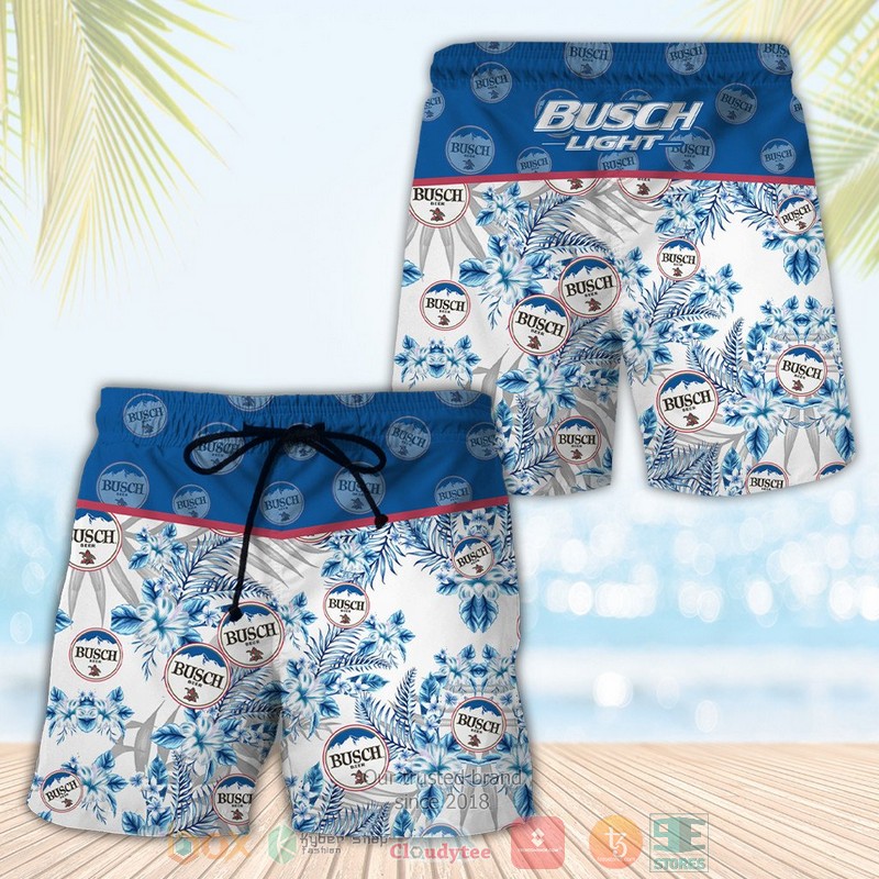 Busch Light tropical plant beach shorts