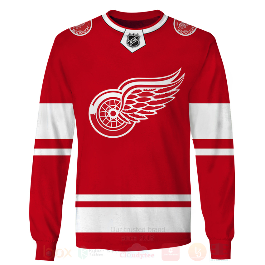 BEST NHL Detroit Red Wings Personalized Custom Red Unisex 3D Hoodie, Shirt 4 NHL Detroit Red Wings Personalized Red 3D Hoodie Shirt 1 2 3
