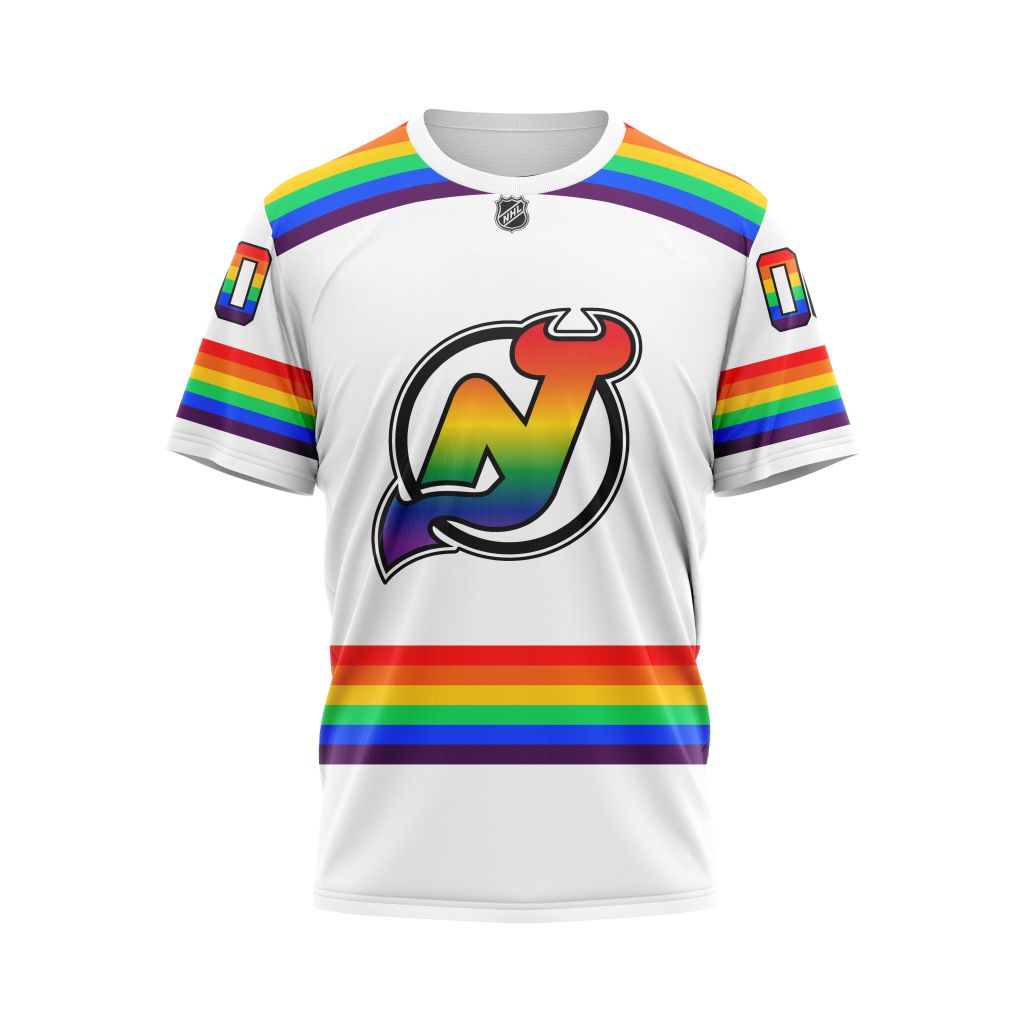 HOT Personalized New Jersey Devils NHL LGBT Pride jersey shirt, hoodie 8 CUSTOM NHLLGBT01Devils220125 000 tee front