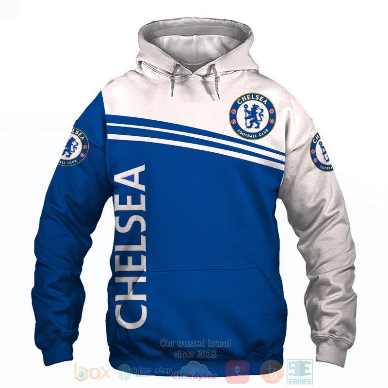 Chelsea Football Club white blue shirt, hoodie 13 Chelsea Football Club white blue 3D shirt hoodie 1 2 3 4 5 6 7 8 9 10 11 12