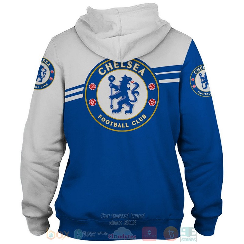 Chelsea Football Club white blue shirt, hoodie 14 Chelsea Football Club white blue 3D shirt hoodie 1 2 3 4 5 6 7 8 9 10 11 12 13
