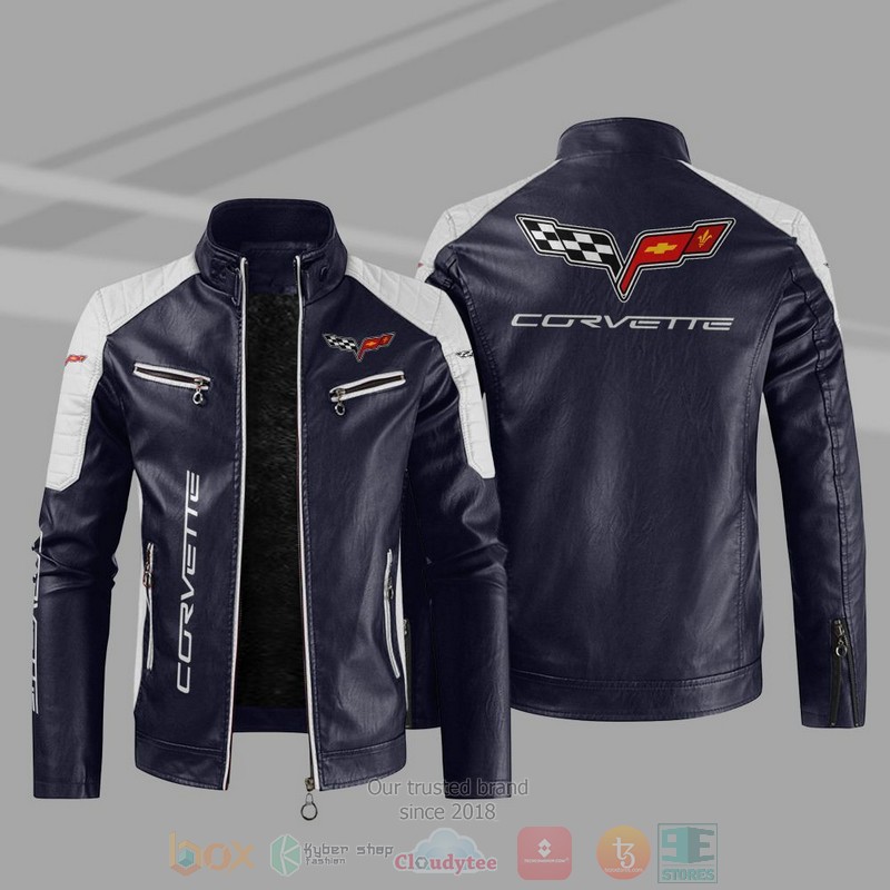 Chevrolet Corvette Company Block Leather Jacket 3 Chevrolet Corvette Block Leather Jacket 1 2