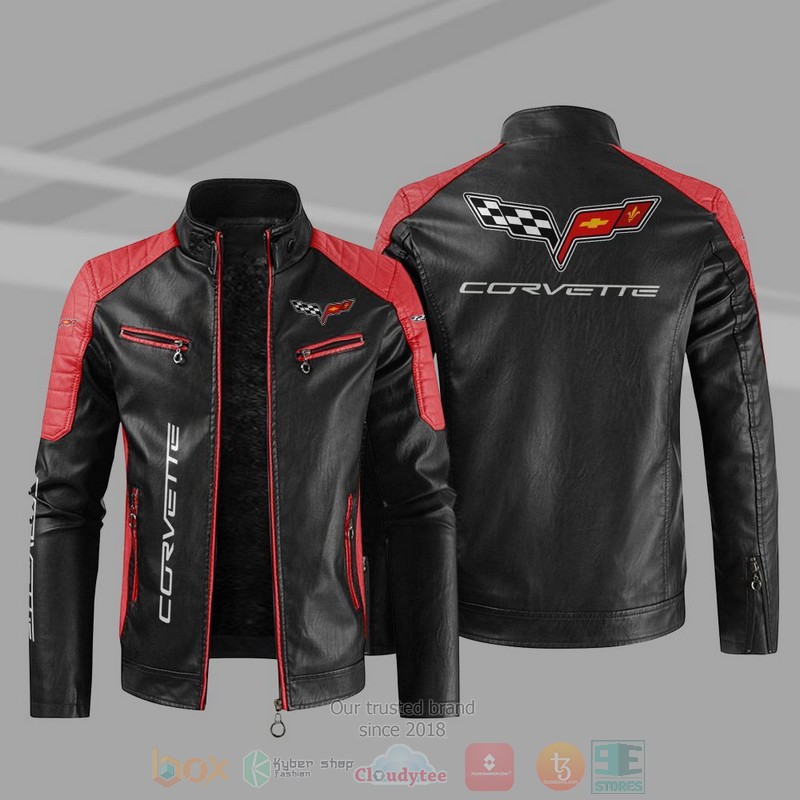 Chevrolet Corvette Company Block Leather Jacket 4 Chevrolet Corvette Block Leather Jacket 1 2 3